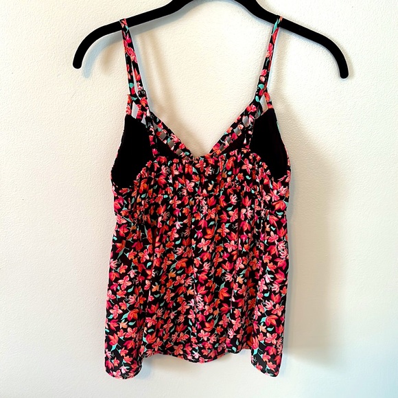 Floral pattern padded bra babydoll tank top - Picture 2 of 6